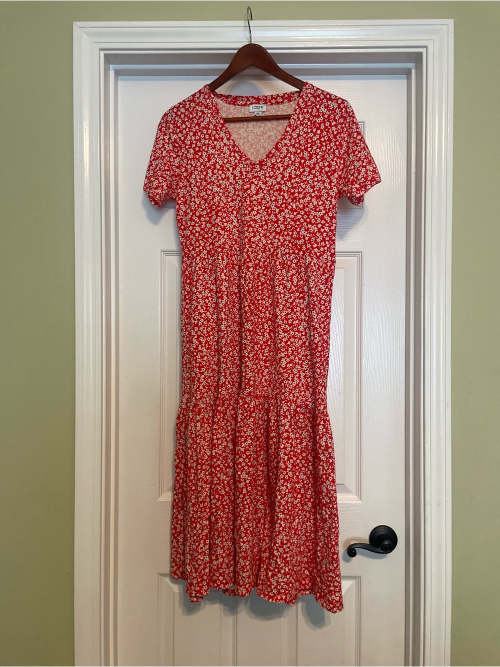 J. Crew Red Floral Midi Dress Size XS